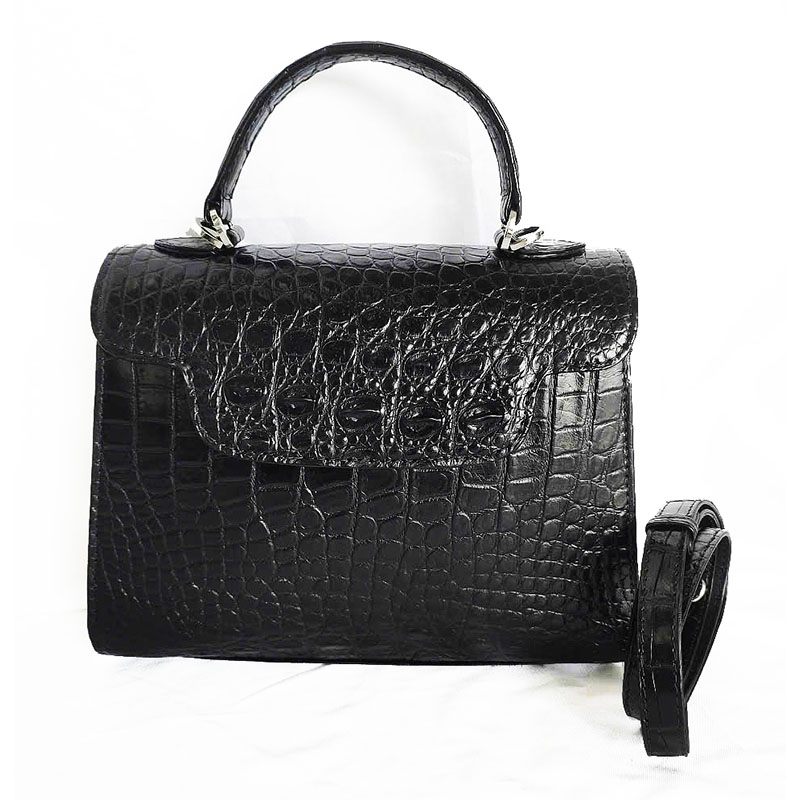Túi xách da cá sấu nữ da bụng màu đen 0197 – Sang trọng, bảo hành 3 năm